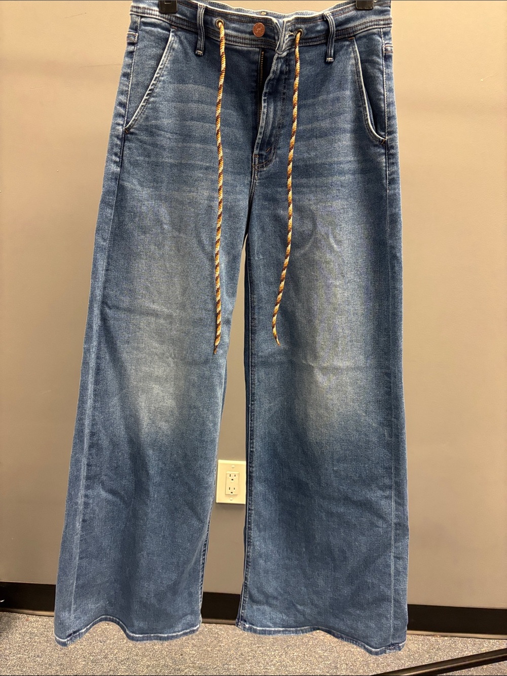 Mother Drawing undercover wide-Leg Blue women’s Jeans with Drawstring Waist